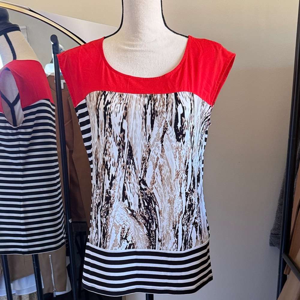 Calvin Klein Red and Black Women's Top